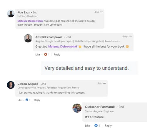 LinkedIn comments from readers of the guide